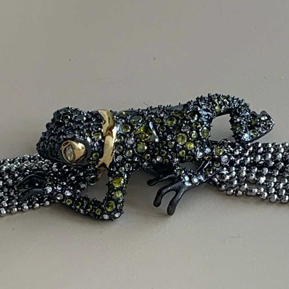 Alexis Bittar Asymmetrical Crystal Frog Draped Multi Strand Ball Chain Necklace - Picture 14 of 14